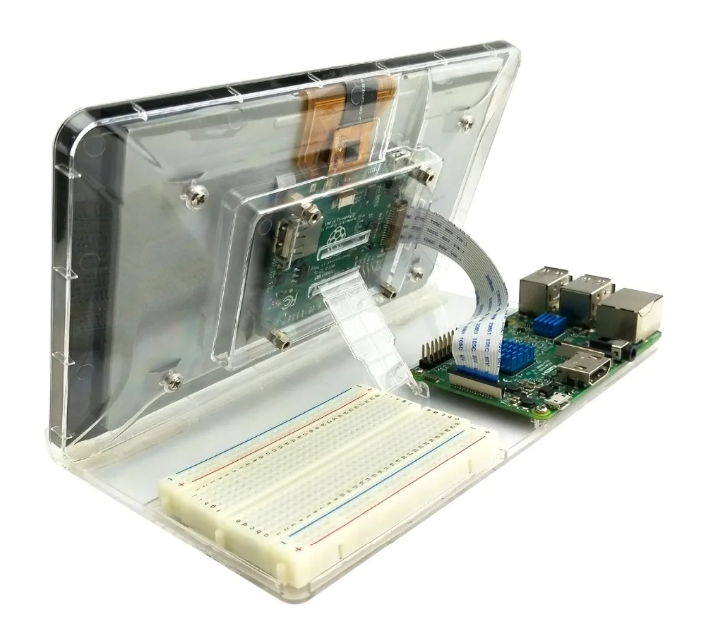 7 дюймов сенсорный экран дисплей прозрачный ABS чехол для Raspberry Pi с регулировкой Стенд защитный корпус