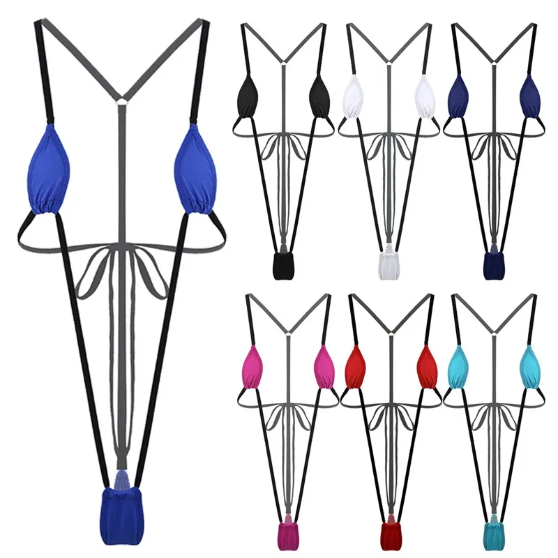 Сексуальное летнее женское цельное нижнее белье на бретельках с y-образной спинкой с высокой посадкой, мини микро бикини, одежда для сна, пляжный купальник