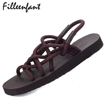 Sandalias de Gladiador plana de Las Mujeres Zapatillas de Verano Las Mujeres Diapositivas Pareja Amante Zapatos de Una Pieza Zapatillas Damas de Gran Tamaño Beach Diapositivas