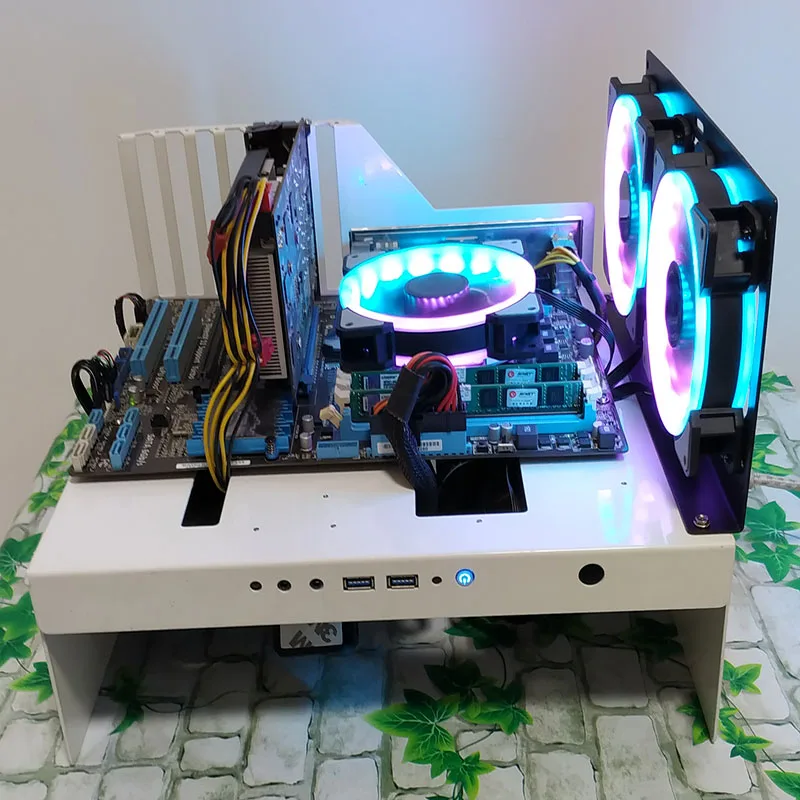 Pc Open Frame Test Bench Water Cooling Fan Chassic Air Case Alloy
