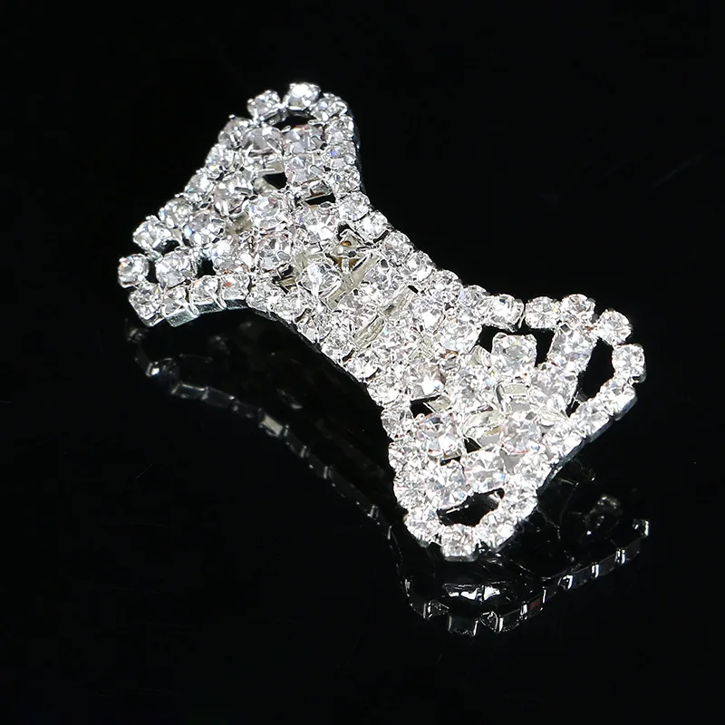 Fashion clear rhinestone dog bone pet hair barrette lady french barrette ornament jewelry accessory  6pcs x