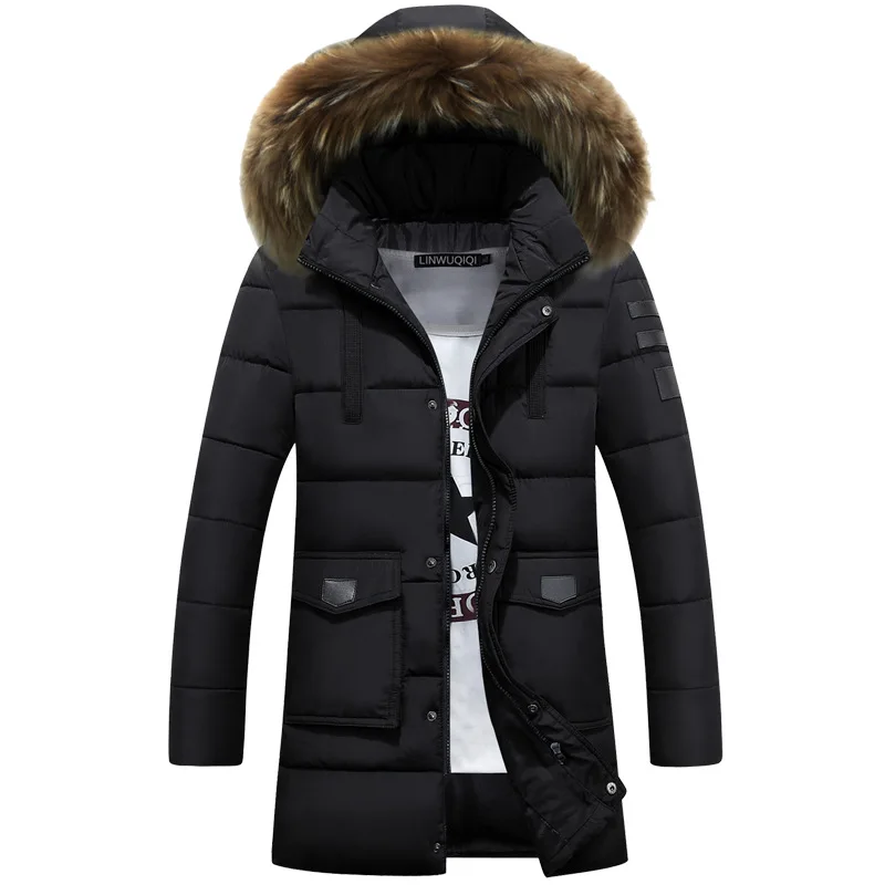 Повседневное мужское теплое пальто на молнии, парка, однотонные Длинные куртки и пальто с карманами, отстегивающееся плотное пальто