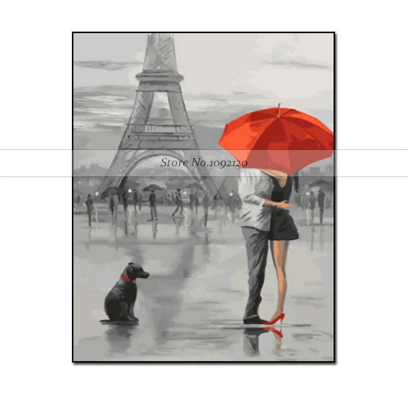 

2018 New Impressionest Canvas Painting Wall Decor Lover Front Of The Bafir Tower Love Testimony Home Decoration For Living Room