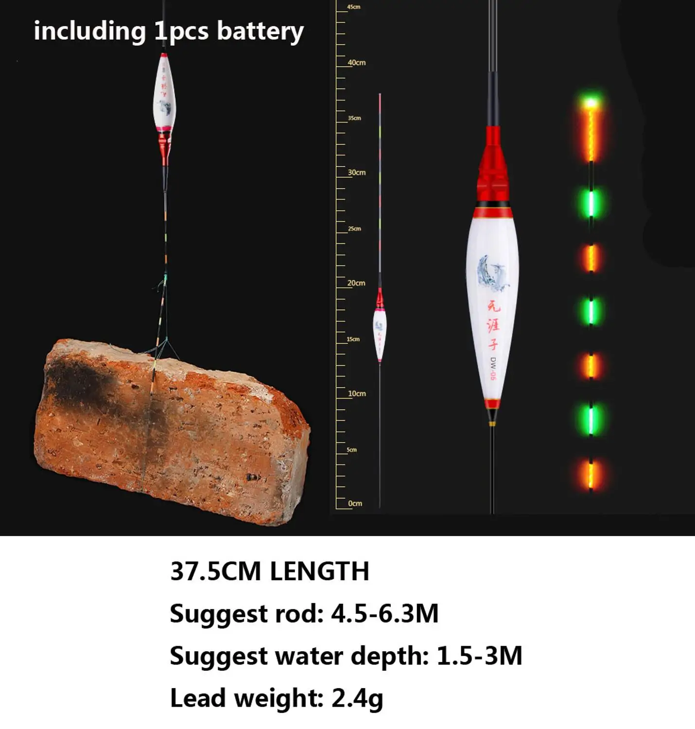 1/2 отверстие поплавок USB Перезаряжаемый CR425 поплавок костюмы наборы и 2 шт батареи - Цвет: 1pcs DW05