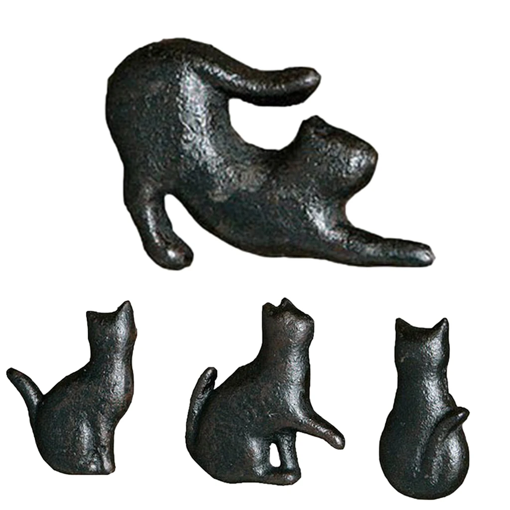 Cast Iron Matt Black Cat Shaped Cupboard Drawer Knob Kitchen Cabinet Door Pull Knobs with Screws