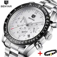 BENYAR New Casual Fashion Chronograph Stainless Steel Watches Men high Quality business Quartz Male Wristwatch Relogio Masculino