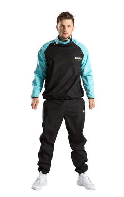 Bonverano Men's Sweat Sauna Suit Lose Weight Black Sky Blue-in Running