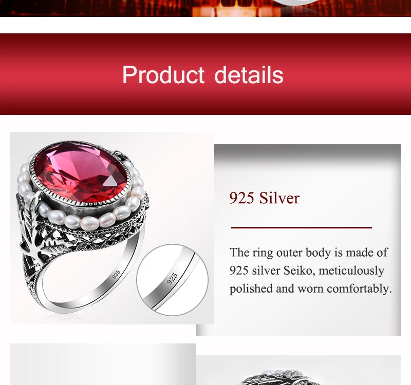 Настоящее кольцо с натуральным пресноводным жемчугом элегантное лабораторное рубиновое CZ Кольцо 925 пробы Серебряное коктейльное кольцо для женщин