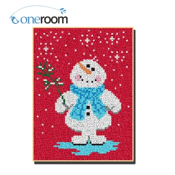 

ZD016 Snowman Hook Rug Kit DIY Unfinished Crocheting Yarn Mat Latch Hook Rug Kit Floor