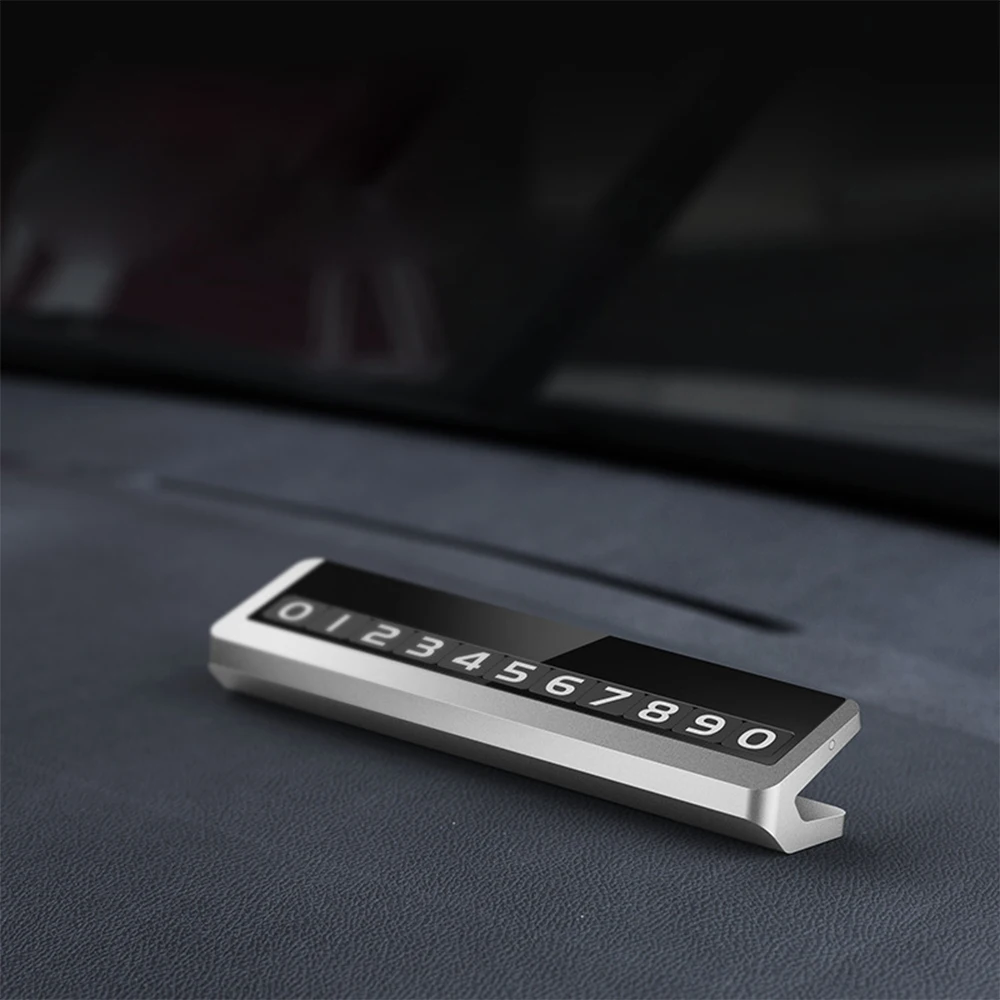 

Hideable Car Temporary Parking Card Plate Metal Luminious Night Light Car Styling Car Phone Number Card Telephone Number Card