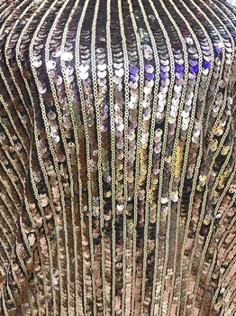 

African Lace Fabric 2019 High Quality Lace Sequins Fabric French Nigerian Gold Line Lace Fabric 3d Embroidery Wedding Lace