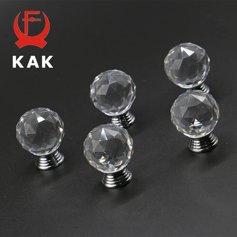 KAK 20-40 مللي متر كريستال الكرة تصميم زجاج كريستال شفاف المقابض دولاب درج سحب المطبخ مجلس الوزراء خزانة مقابض الأجهزة