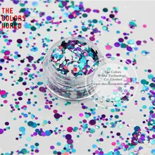 Ram321-169 смесь цветов в горошек круглой формы блеск для ногтей, гель, макияж и DIY украшения