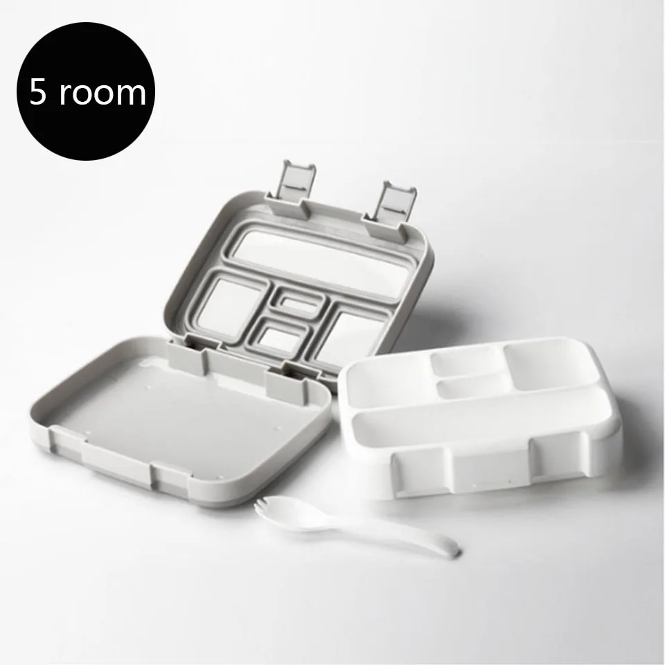 Grey 5 Room Transhome Ланч-бокс для микроволновки для детей школьные ланчбоксы портативный столовая посуда контейнер для хранения еды - Цвет: Grey 5 Room