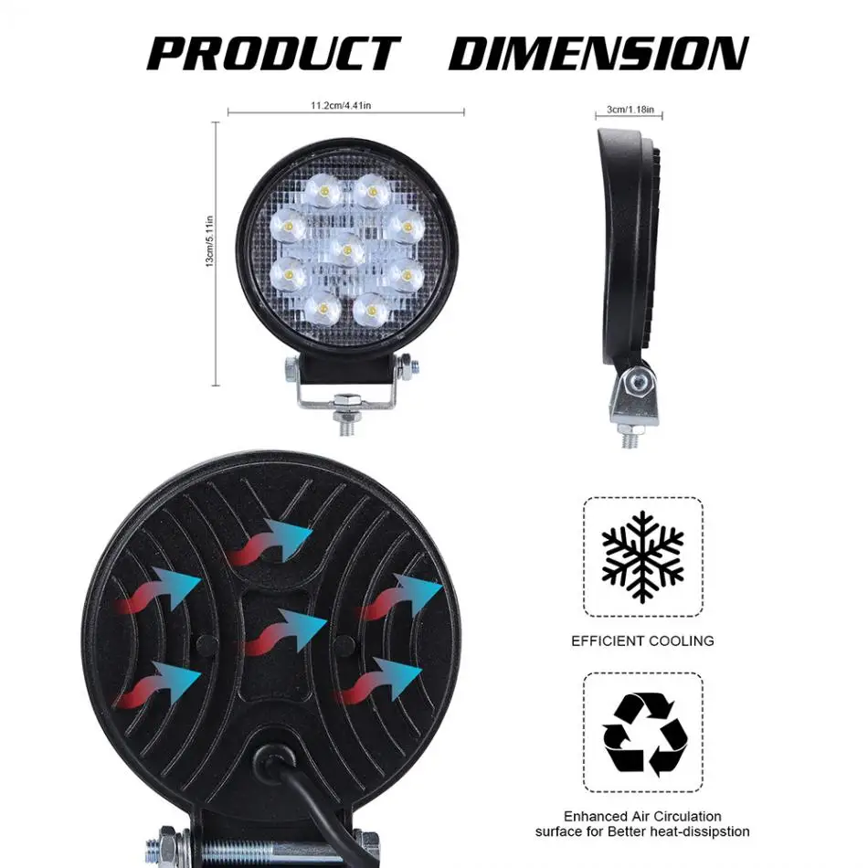 2 шт. 90 Вт 6000K 9000лм круговой водонепроницаемый светодиодный светильник для работы, автомобильный головной светильник, лампы для внедорожников, внедорожников, лодок, 4X4 джипов, грузовиков, автомобилей