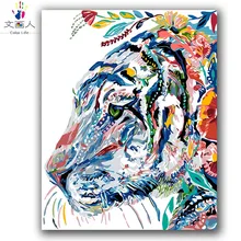 Акварельная голова тигра diy цифровая картина маслом по номерам на холсте Абстрактная картина Тигра для декора гостиной с рамкой