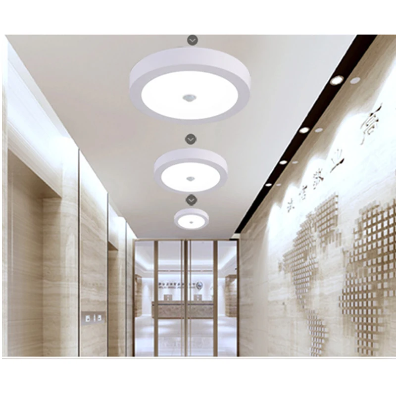 

POTENCO 2835 Led Ceiling Lights Round Surface Mounted Downlight LED Spotlight For Home Hallway Motion Sensor Lamparas De Techo