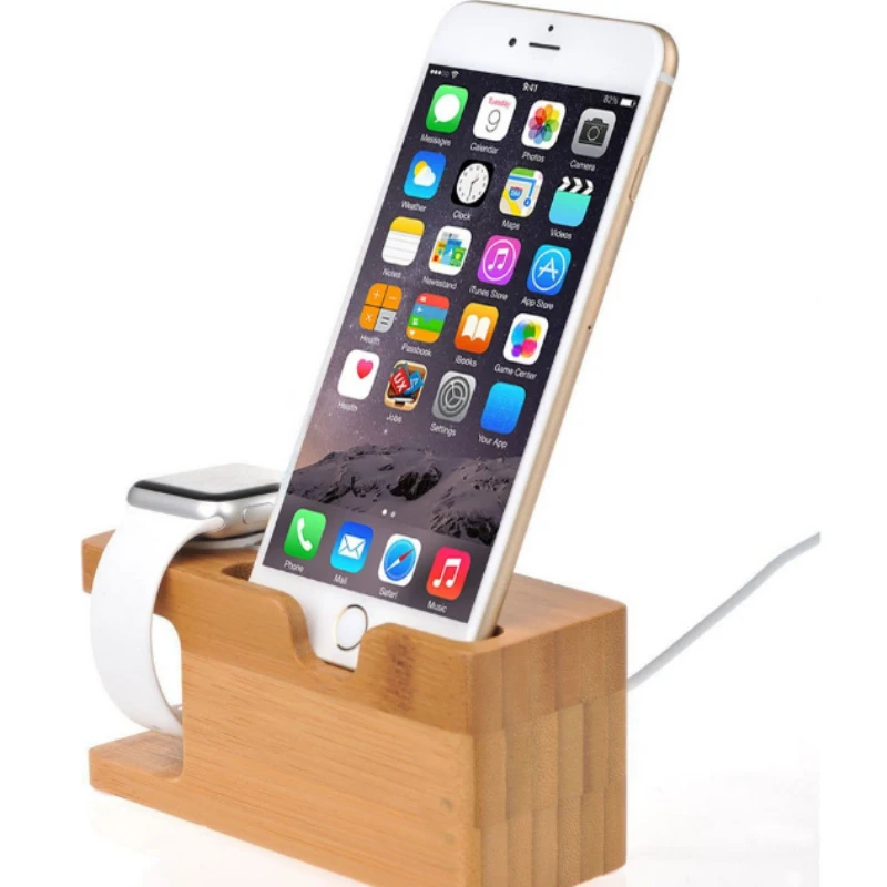 Бамбуковая подставка для телефона держатель Apple iPhone 7 Plus дерево смартфон зарядное