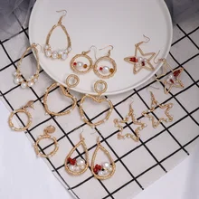 Женские модные яркие металлические серьги ручной работы с