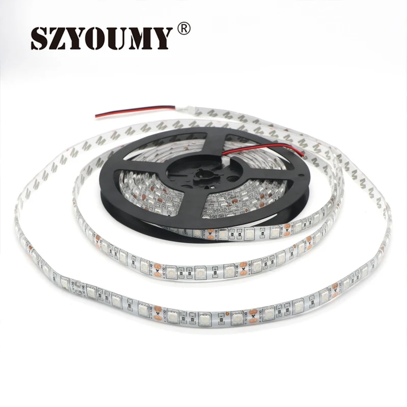 SZYOUMY DC12V 5 м 5050 SMD Ice Blue 60 светодиодов/M гибкие светодиодные полосы света Водонепроницаемый автомобиль украшение дома Светодиодная лента