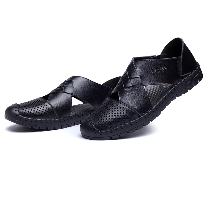 DXKZMCM/мужские летние модные сандалии; пляжная обувь; удобная повседневная обувь из натуральной кожи; Мужская обувь в римском стиле