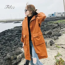 Женщины Плюс Размер Ветровка Harajuku Новая Коллекция Весна Осень С Длинным Рукавом Повседневная Средняя Длинный Черный Пальто Женщины Свободные Пальто