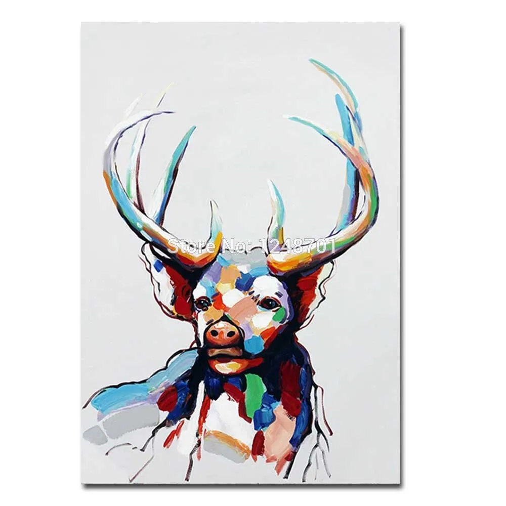 

Hand Painted Abstract Colorful Animals Antelope Oil Painting On Canvas Antelope Wall Picture For Living Room Bedroom Home Decor