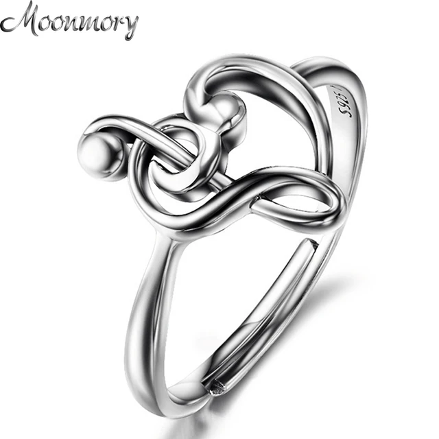 moonmory 925 sterling silver music note heart adjustable rings music clef