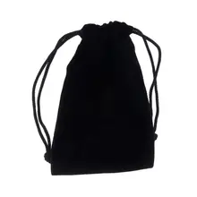 2Pcs Black Double-sided Flocking Velvet Drawstring Bags Jewelry Gift Bag Makeup Travel Storage Bag