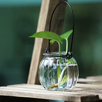 

1PC Hanging Glass Vase Water Culture Flowers Green Plant Flowerpot Mini- Fish Home Furnishing Metope Decoration Vase JL 061