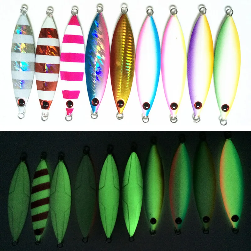 Night Fishing Lure Jigbait Willow Leaf Ocean 100g Lead Fish Glow Jigs