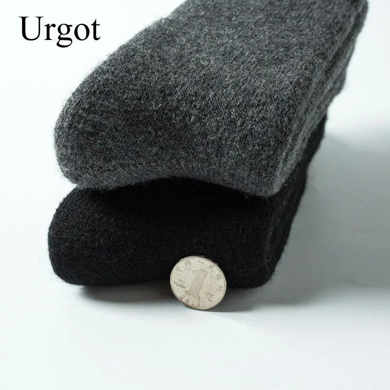 Urgot 3 пары мужские шерстяные зимние носки супер толстые теплые однотонные черные