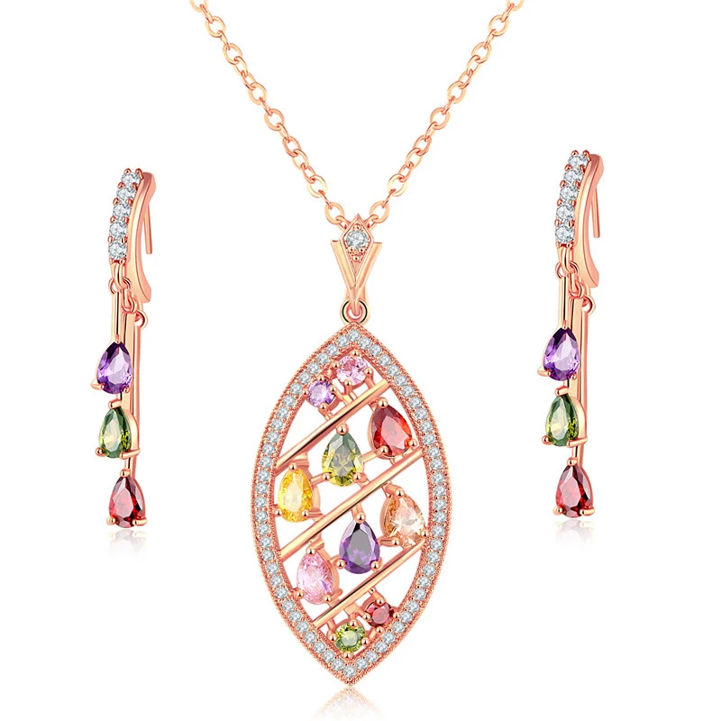 

Dubai Gold jewelry romantic bridesmaid Wedding Bridal jewelry sets woman party bijoux Fashion necklace earrings