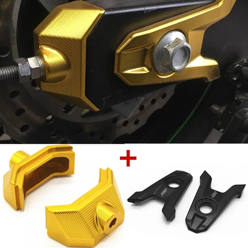 

for Z 800 CNC Aluminum Rear Axle Spindle Chain Adjuster Blocks For Kawasaki Z800 Motorcycle Rear Fork Chain Adjuster Code