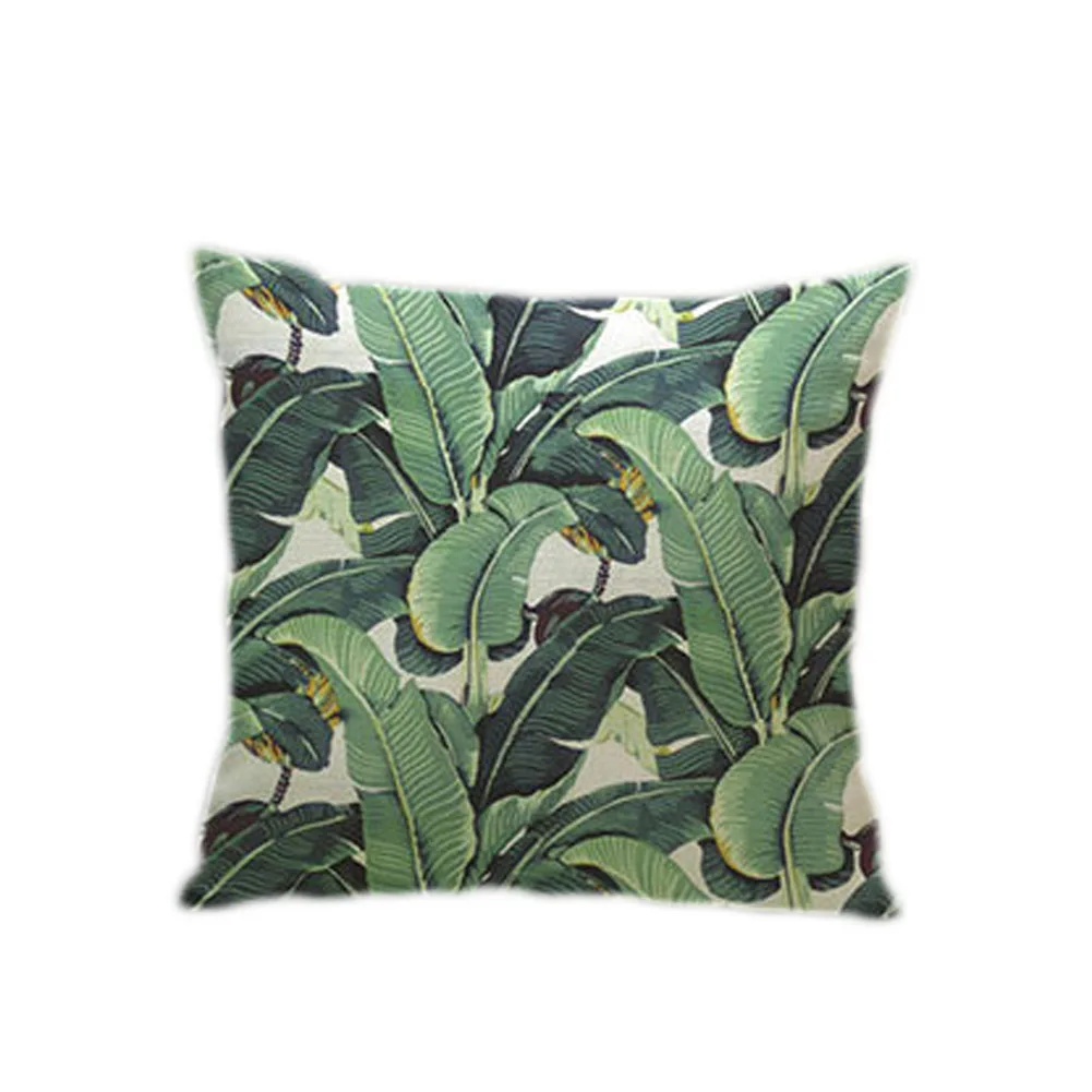

New Green Tropical Plant Tree Leaves Pillow Cover Fresh Throw Pillow Case Home Hotel Usage