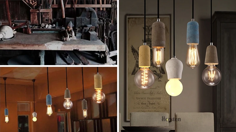 Horsten Vintage Retro Cement Pendant Light American Country Style E27 Cement Pendant Lamp Home Decoration Hanging Light (6)