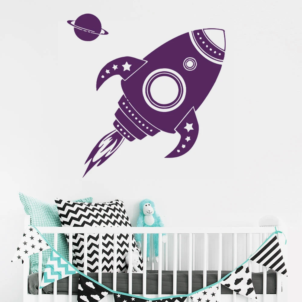 Rocket and Space Removable Wall Stickers for Nursery Baby Child