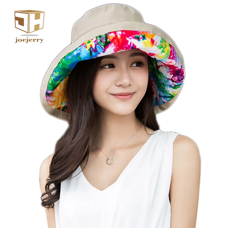 joejerry Printed Floral Fisherman Bucket Hat Summer Women Wide Brim