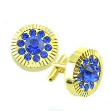 Пользовательские меди мягкая эмаль запонки, с позолотой, с голубыми камнями