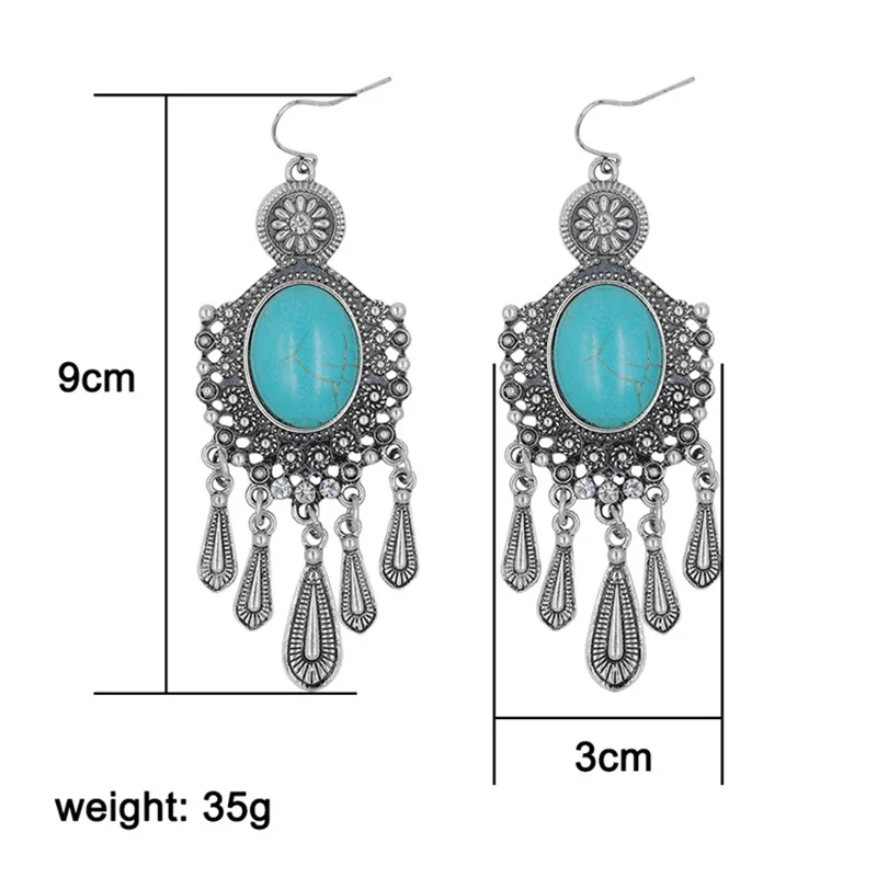 One Pair Bohemian Drop Earrings for Women Fashion Antique Silver/Gold Flower Long Dangle Earring Fine Jewelry