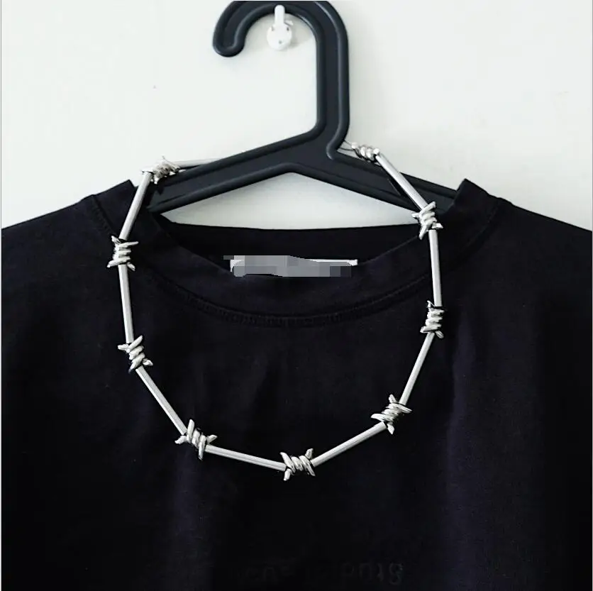 

2019 new handmade men's and women's unisex chain bamboo necklace heavy duty padlock collar metal collar