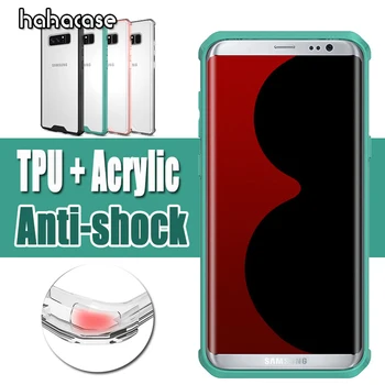 

100pcs Transparent Anti-Shock Acrylic Case For Samsung Galaxy S10 E S9 S8 Plus S7 Edge S6 Note 9 8 Soft Silicone Frame PC Cover