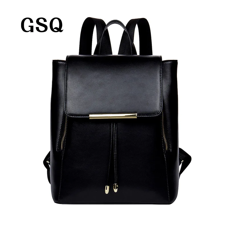 

GSQ New Arrival Split Leather Women Backpack Fashion High Quality Famous Designer Preppy Style Girl School Bag Travel Bag