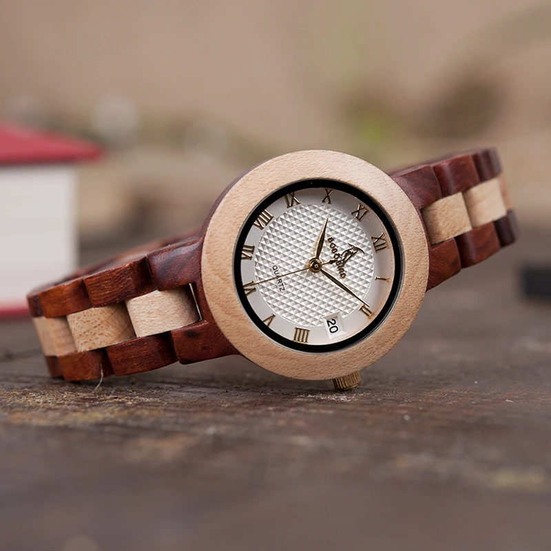 Comprar BOBO pájaro reloj de madera mujer M19 Rosa sandalias mínimo vestido cuarzo reloj de pulsera superior de la marca de lujo de часы женские reloj femenino