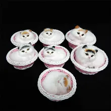 Free shipping Miniature Handmade Fur Cat Lifelike Kitten Figure toy animal cake home office car decoration party supply gifts