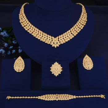 

missvikki Design Trend Full Crystal Necklace/Earrings/Ring/Bracelet Jewelry Set Charm for Women Wedding Engagement Stage Show