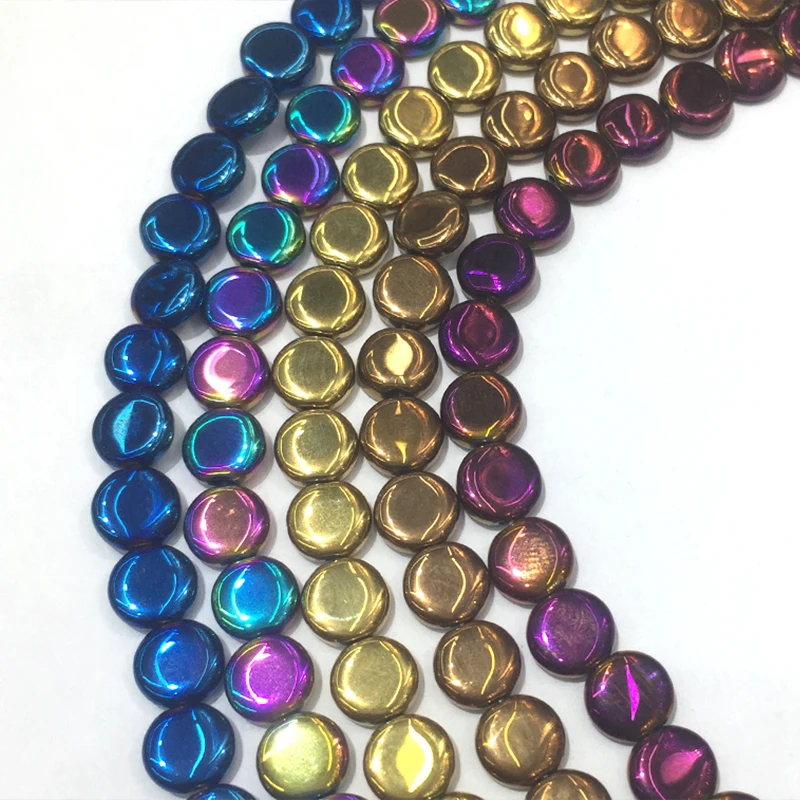 

Natural Stone Plating Color Hematite Loose Beads 8 MM 15" Strand For Jewelry Making DIY Necklace Bracelet Punk Accessories