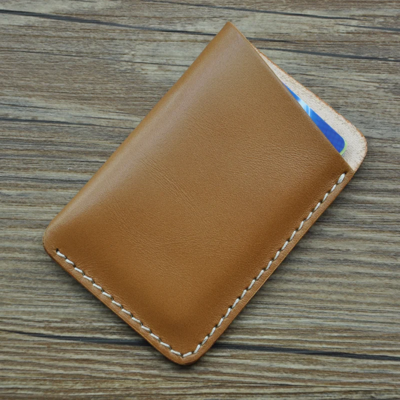 Leather Handmade Card Holder 2016 New Original Hand Made Leather Credit ID Card Holder Mini Wallet Case Simple Card Sets Bolsas