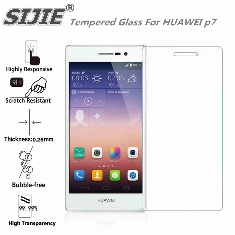 

SIJIE Tempered Glass For HUAWEI p7 2.26mm Screen Protector protective front stronger 9H hardness thin discount