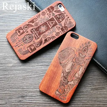 

Indian Maya Totem Natural Wooden Phone Case For Apple iPhone 6 6s Bamboo Vintage Sculpture Elephant iPhone6 Elephant Cases
